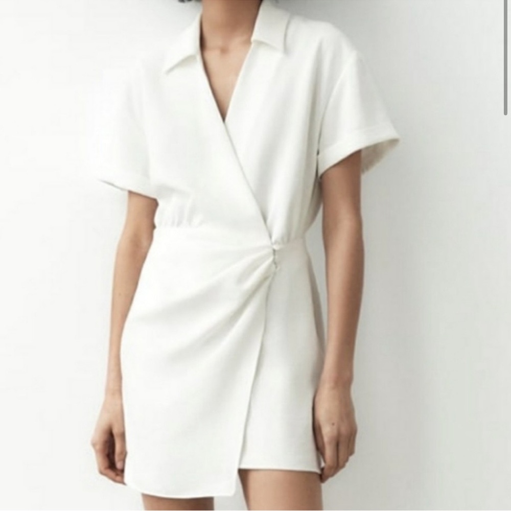ZARA - White Wrap Dress - xs